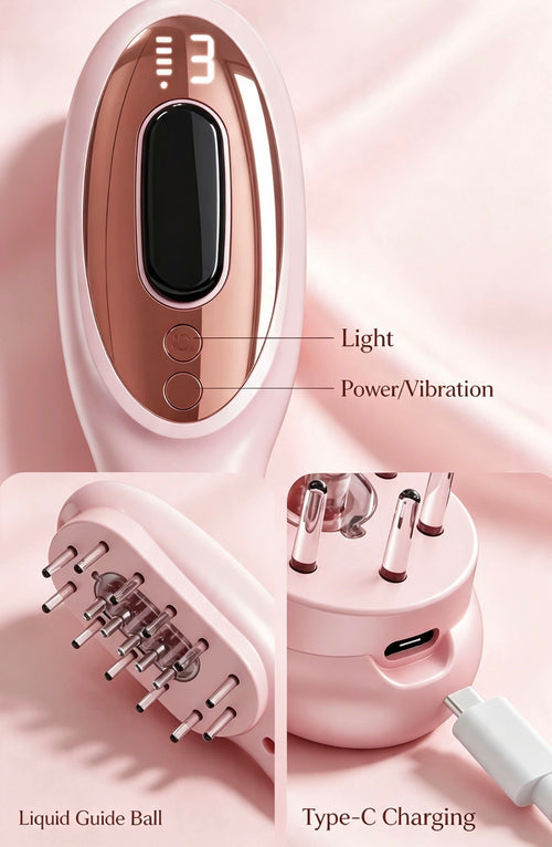 JEMAI GlowComb™ — Black Rechargeable Scalp Massager & Hair Oil Applicator