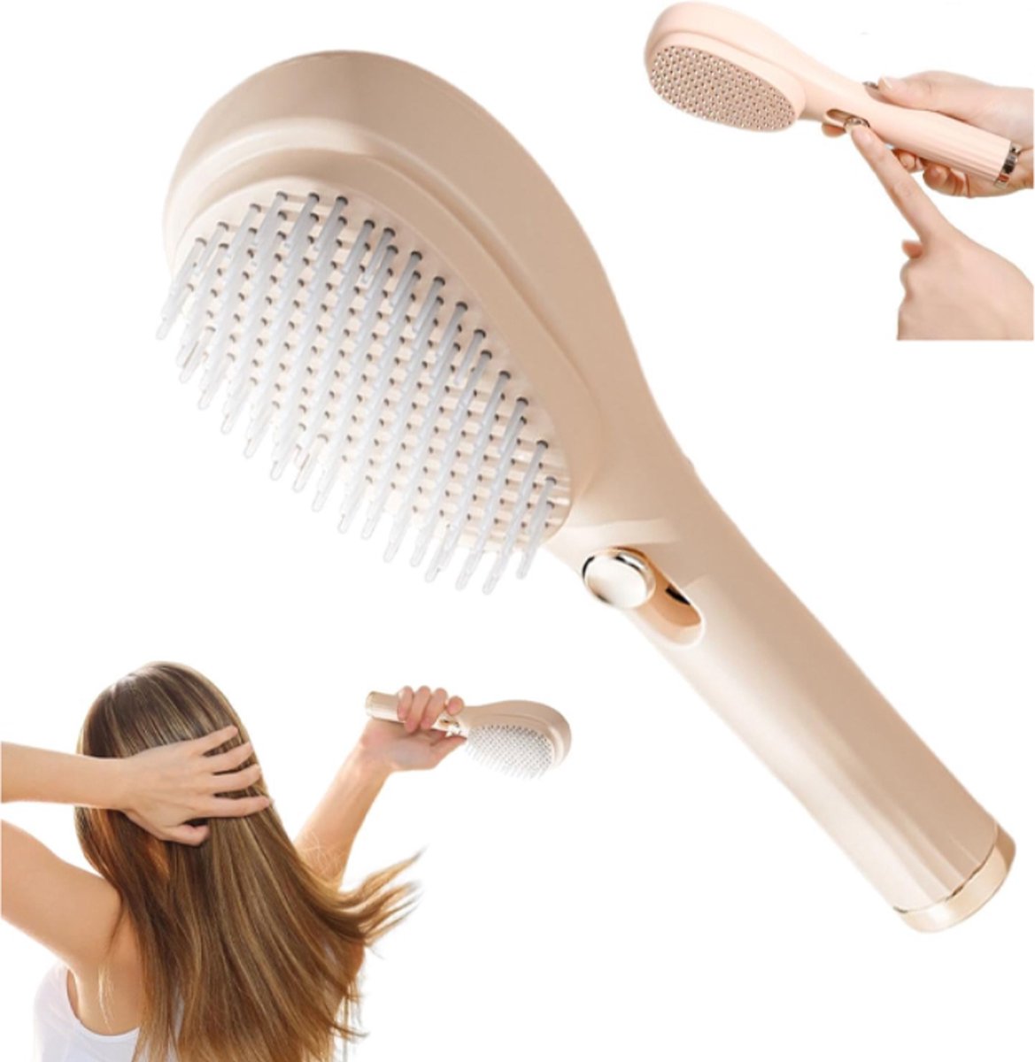 JEMAI Easy-Glide Self-Cleaning Comb – Beige ✨