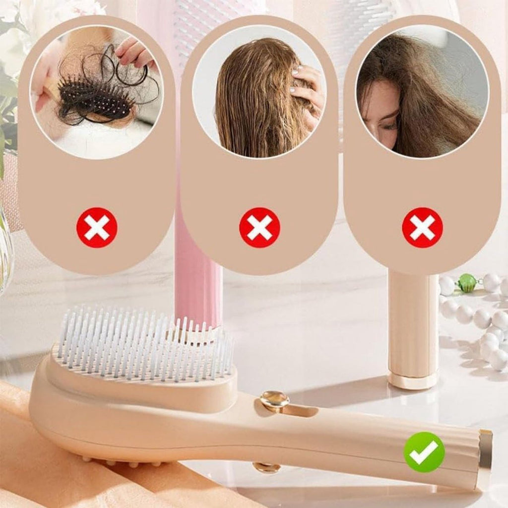 JEMAI Easy-Glide Self-Cleaning Comb – Beige ✨